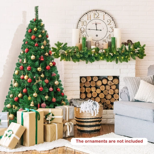Alt view image 9 of 14 - 6FT Artificial Christmas Tree Xmas Pine Tree with Solid Metal Legs Perfect for Indoor and Outdoor Holiday Decoration