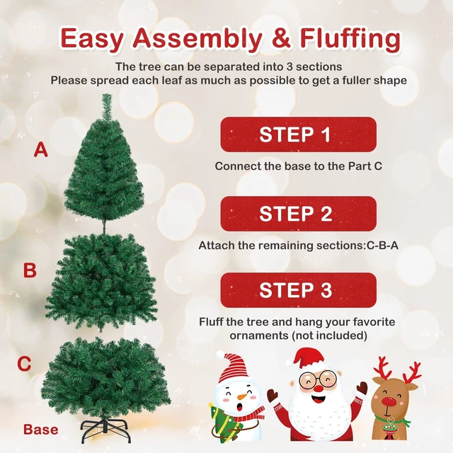 Alt view image 12 of 14 - 6FT Artificial Christmas Tree Xmas Pine Tree with Solid Metal Legs Perfect for Indoor and Outdoor Holiday Decoration