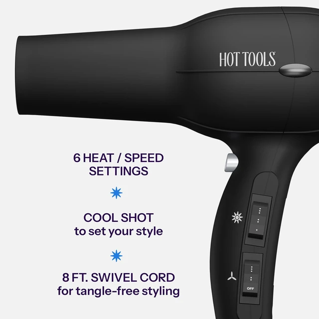 Alt view image 10 of 12 - Pro Artist 1875 Watt Turbo Ionic Salon Hair Dryer, Black | High Airflow for Fast Drying, Lightweight Design, Frizz Control, Diffuser, Concentrator, Multiple Heat Settings, Cool Shot