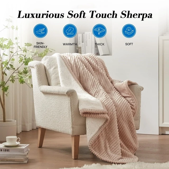 Alt view image 13 of 14 - Heated Throw Blanket, Fast Heating Blanket, 50x60 Inch, Beige | Soft Flannel Sherpa Electric Throw with 6 Heating Levels & 2-10 Hours Auto Shut Off, ETL Certification, Machine Washable