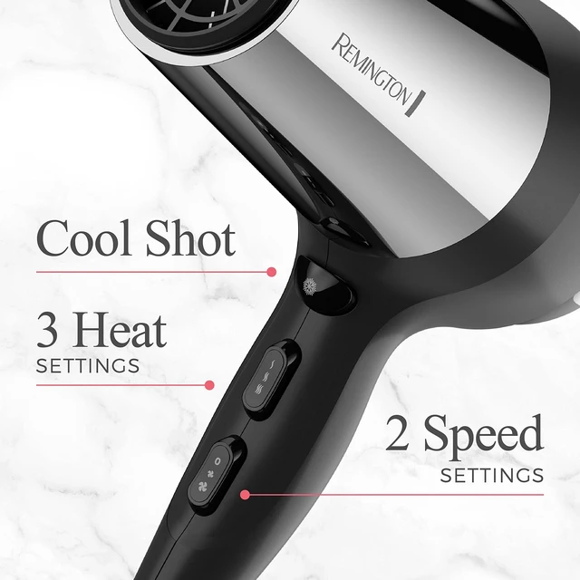 Alt view image 9 of 14 - Impact Resistant Hair Dryer, 1875W Ceramic Ionic | Shock-Absorbing Rubber Wrap for Durability, Diffuser and Concentrator Included, 3 Heat and 2 Speed Settings, Cool Shot Button