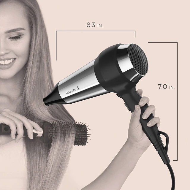 Alt view image 14 of 14 - Impact Resistant Hair Dryer, 1875W Ceramic Ionic | Shock-Absorbing Rubber Wrap for Durability, Diffuser and Concentrator Included, 3 Heat and 2 Speed Settings, Cool Shot Button