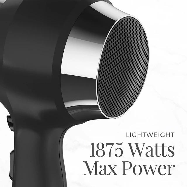 Alt view image 13 of 14 - Impact Resistant Hair Dryer, 1875W Ceramic Ionic | Shock-Absorbing Rubber Wrap for Durability, Diffuser and Concentrator Included, 3 Heat and 2 Speed Settings, Cool Shot Button