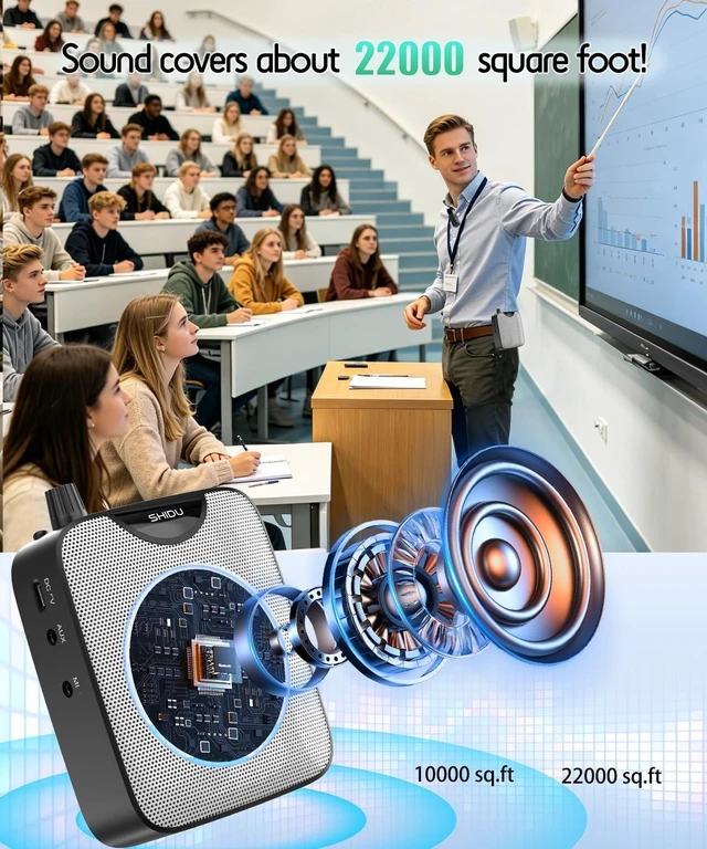 Alt view image 9 of 14 - 35W Voice Amplifier for Teachers Bluetooth Wireless Lavalier Mic | Portable Microphone and Speaker, Power Voice Amplifier Personal Clip on Microphone System for Tour Guides Fitness Instructors