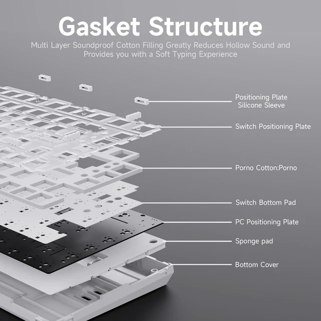 Alt view image 11 of 14 - Ajazz AK820 TKL 75% Hot Swappable Mechanical Keyboard with Volume Knob, Gasket Mount Wired Gaming Keyboard, Pre-lubed Linear Switch, South-Facing RGB, PBT Keycaps