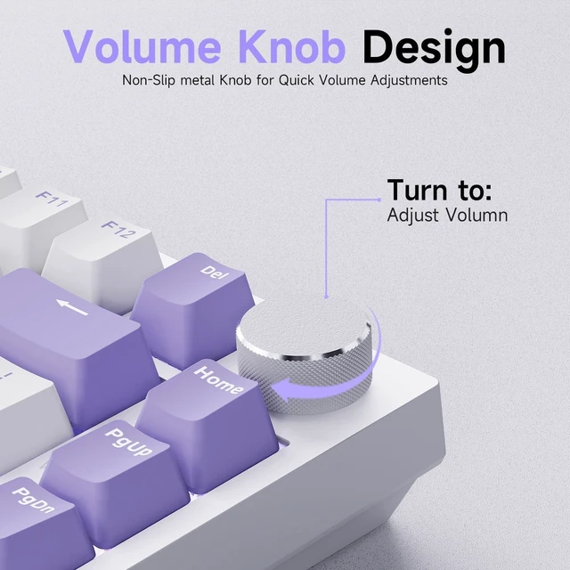 Alt view image 10 of 14 - Ajazz AK820 TKL 75% Hot Swappable Mechanical Keyboard with Volume Knob, Gasket Mount Wired Gaming Keyboard, Pre-lubed Linear Switch, South-Facing RGB, PBT Keycaps
