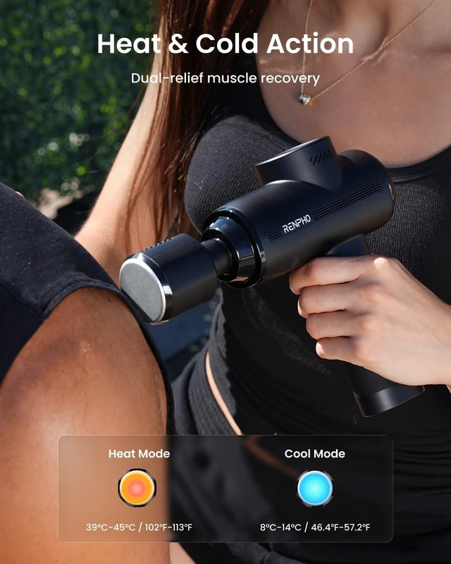 Alt view image 12 of 14 - Active Thermacool 2 Massage Gun with Intuitive Heat and Cold Control | VA Display Handheld Percussion 10mm Deep Tissue Massager for Neck Back Muscle, FSA Eligible Gift for Men Women Athletes HSA