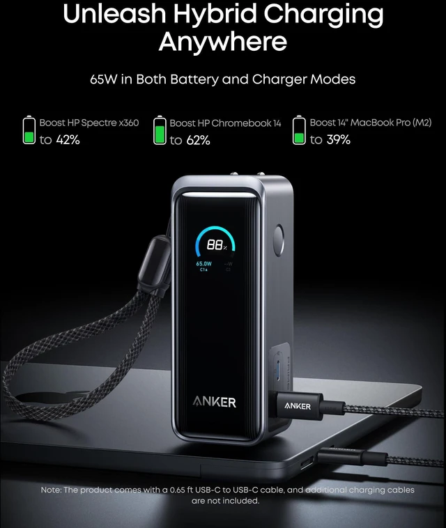 Alt view image 9 of 12 - Prime Power Bank, 9,600mAh Battery Pack with 65W Output Wall Charger, Supports PD 3.0 and PPS, 30W Fast Recharging, Sleek Portable Charger for MacBook Pro, iPhone 17/16 Series, Galaxy, iPad