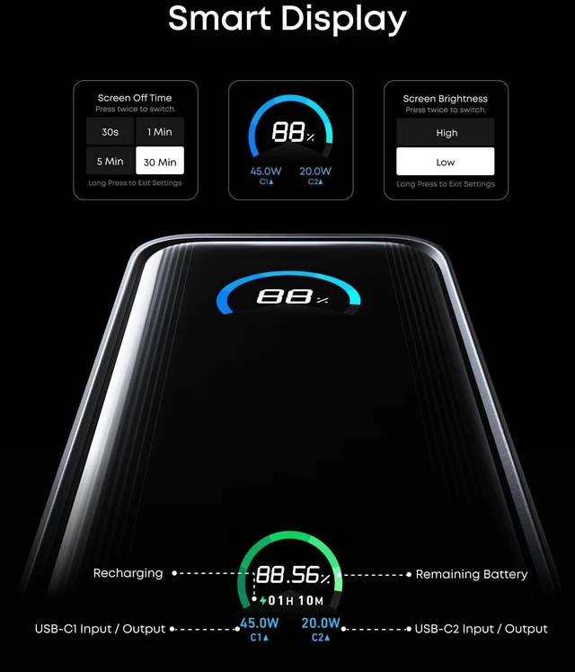 Alt view image 12 of 12 - Prime Power Bank, 9,600mAh Battery Pack with 65W Output Wall Charger, Supports PD 3.0 and PPS, 30W Fast Recharging, Sleek Portable Charger for MacBook Pro, iPhone 17/16 Series, Galaxy, iPad