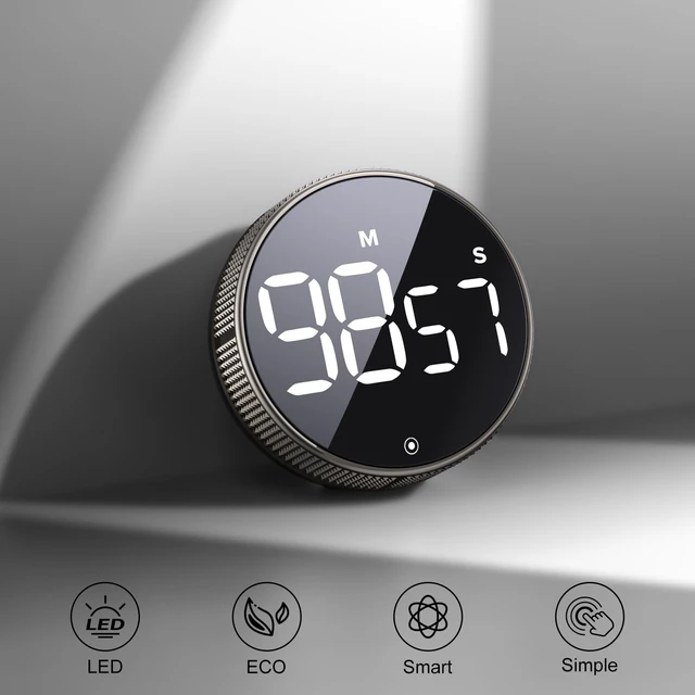 Alt view image 9 of 14 - Kitchen Timer with LED Digital Display Smart Efficana for Home Classroom Gym Office, Volume and Brightness Adjustable Productivity Timer (Guncolor)