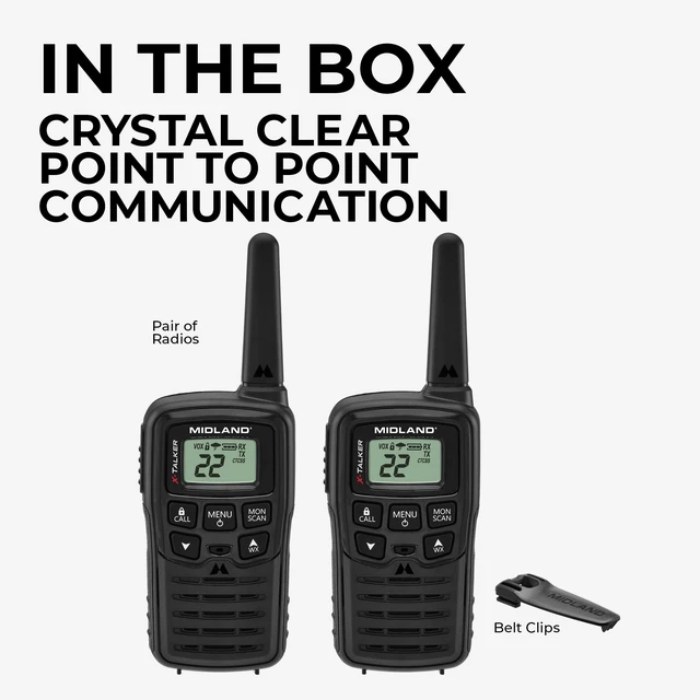Alt view image 14 of 14 - T10 X-Talker FRS Walkie Talkie, Black, 2 Pack | License Free, Up to 20 Mile Radius, 22 Channels, 38 Privacy Codes, Weather Alerts and Water Resistant