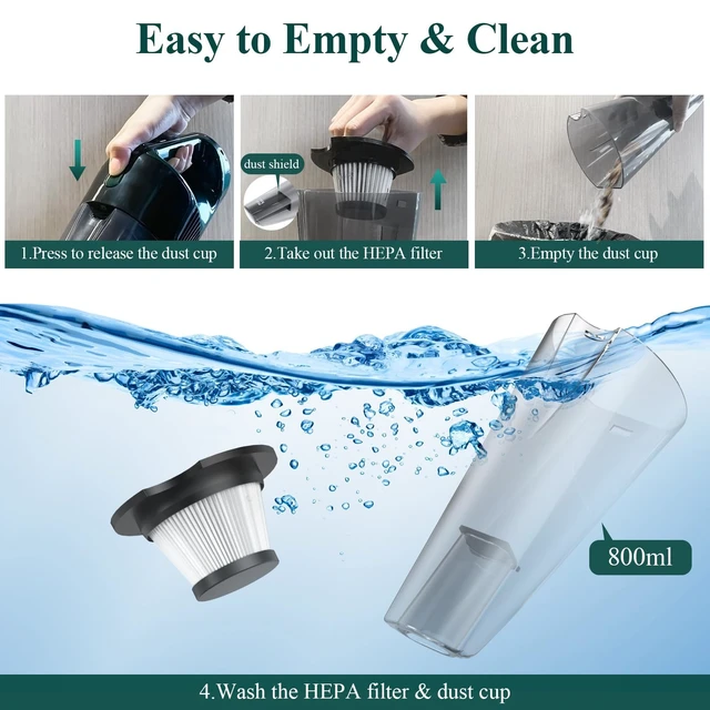 Alt view image 13 of 14 - Cordless Handheld Vacuum, 9700Pa Suction, LED Light, Charging Base | Strong Suction Car Vacuum Cleaner, Multi-Function Accessories, High-Efficiency Filter, for Home, Car, Pet, Office