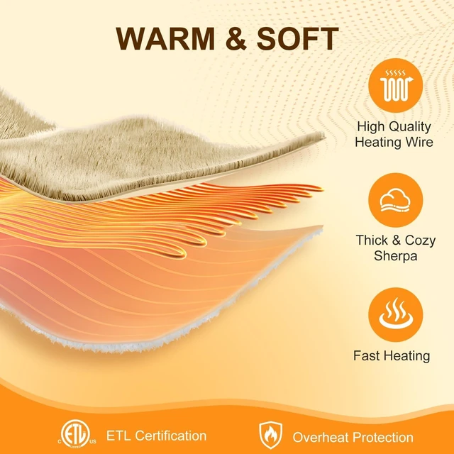 Alt view image 14 of 14 - Heated Blanket Full Size 72"X84" Beige with Soft Sherpa, 10H Timer | Double Sided Sherpa Electric Blanket Full With LED Display, 6 Heating Levels, Machine Washable, Fast Heating, Gift For Women