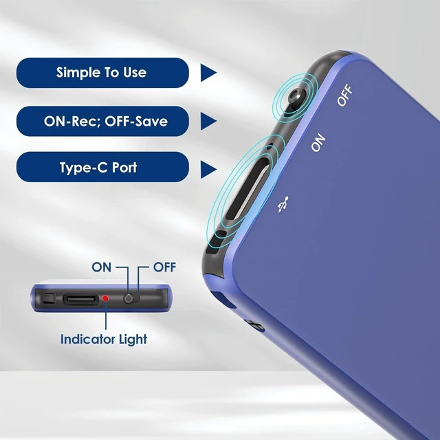 Alt view image 11 of 14 - MINI Voice Activated Recorder, V15-LuckyBlue-32GB Clear Recording | Metal Recording Device with 35Hrs Battey Time & 2159 Intelligent Noise Reduction, Ideal for Interview Meeting Class Lecture