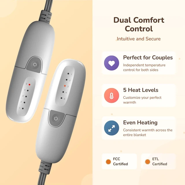Alt view image 11 of 14 - Electric Blanket Queen Heated Blanket Queen Size 84''X 90'', Silver Gray | Double-Sided Silky Flannel, Dual Controllers, Energy-Efficient Heat, Lower Bills, for Couples/Adults, Great Grandma Gifts