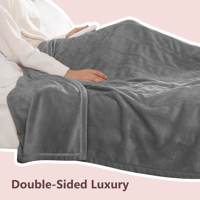 Alt view image 14 of 14 - Electric Blanket Queen Heated Blanket Queen Size 84''X 90'', Silver Gray | Double-Sided Silky Flannel, Dual Controllers, Energy-Efficient Heat, Lower Bills, for Couples/Adults, Great Grandma Gifts