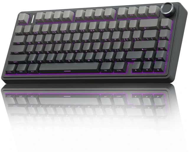 Alt view image 8 of 14 - F75 Pro Wireless Mechanical Keyboard,75% Hot Swappable Custom Keyboard with Knob,RGB Backlit,Pre-lubed Reaper Switches,Side Printed PBT Keycaps,2.4GHz/USB-C/BT5.0 Mechanical Gaming Keyboards