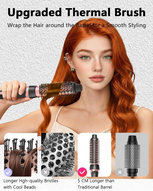 Alt view image 10 of 14 - 5-in-1 Curling Iron Set Curling Wand Hair Styling Tools | 3 Ceramic Curling Barrels (0.35"-1.25")&Thermal Brush &Triple Barrel Crimper,Dual Voltage Hair Curler,Gifts for Women
