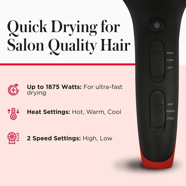 Alt view image 12 of 14 - SmoothStay 1875 Watt Coconut Oil Infused Hair Dryer with Diffuser | Includes concentrator & diffuser, lightweight, ionic ceramic technology, frizz control, boosts shine and volume