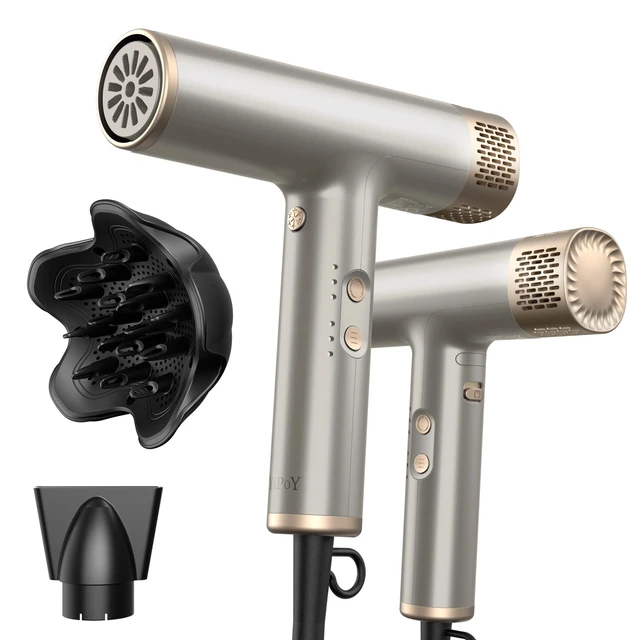 Alt view image 7 of 12 - Professional Hair Dryer with Diffuser Fast Drying 200 Million Ionic Blow Dryer with 110, 000 RPM High-Speed No Heat Damage Intelligent Thermo-Control Low Noise, Silver