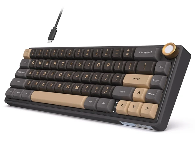 Alt view image 8 of 14 - ROYAL KLUDGE R65 Wired Gaming Keyboard with Volume Knob, 60% Percent RGB Backlit Mechanical Keyboard Gasket Mount with PBT Keycaps, MDA Profile, QMK/VIA, 66 Keys Hot Swappable Cream Switch, Black