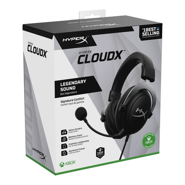 Alt view image 14 of 14 - CloudX, Official Xbox Licensed Gaming Headset, Compatible with Xbox One and Series X|S, Memory Foam Ear Cushions, Detachable Noise-Cancelling Mic, in-line Audio Controls,Black/ Silver