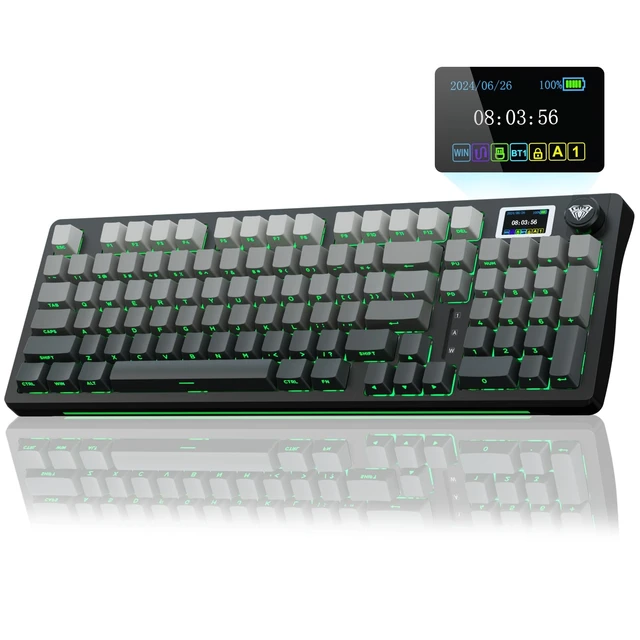Alt view image 8 of 14 - S98 Pro Wireless Mechanical Gaming Keyboard with Screen, Knob, 96 Keys | 2.4GHz/USB-C/BT5.0, Hot-Swappable, Linear Switches, Gasket Mount, PBT Keycaps, RGB Backlit Creamy Keyboard for PC/Office