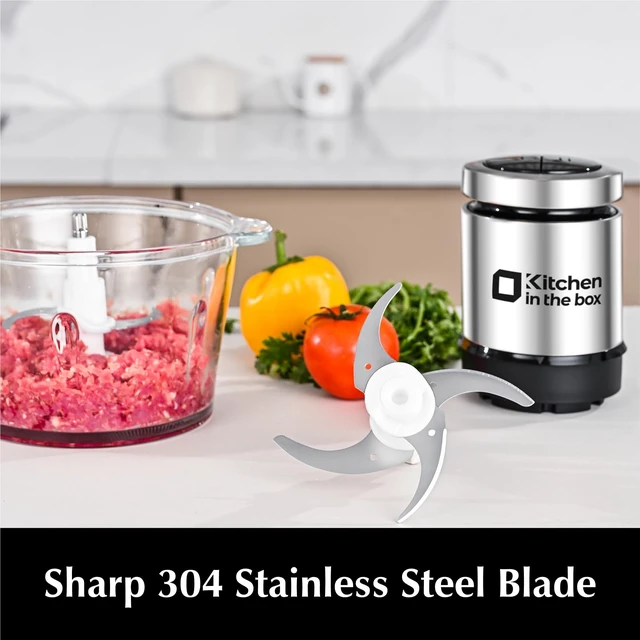 Alt view image 12 of 14 - Food Processors,Small Meat Grinder & Food Chopper Electric Vegetable Chopper with 2 Bowls (8 Cup+8 Cup)& 2 Bi-Level Blades for Meat/fish/Vegetable/Baby Food,Black