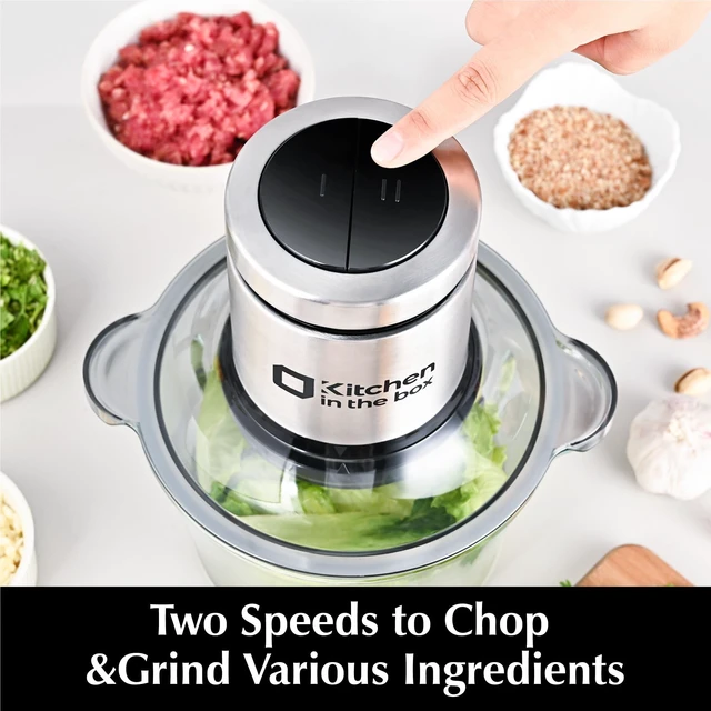 Alt view image 13 of 14 - Food Processors,Small Meat Grinder & Food Chopper Electric Vegetable Chopper with 2 Bowls (8 Cup+8 Cup)& 2 Bi-Level Blades for Meat/fish/Vegetable/Baby Food,Black