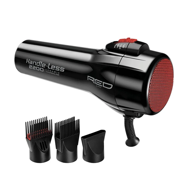 Alt view image 8 of 14 - Handle-Less 2200W Ceramic Tourmaline Hair Dryer, 3 Heat Settings, Pro Blow Dryer with Comb Attachment, Ionic for Frizz-Free Shine, Detangler & Straightening for 4C