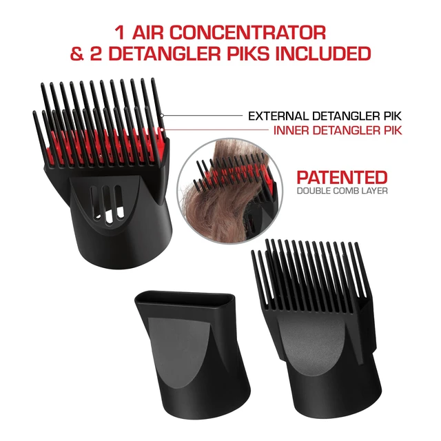 Alt view image 12 of 14 - Handle-Less 2200W Ceramic Tourmaline Hair Dryer, 3 Heat Settings, Pro Blow Dryer with Comb Attachment, Ionic for Frizz-Free Shine, Detangler & Straightening for 4C