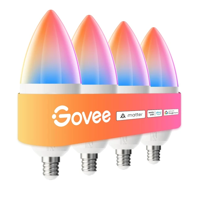 Alt view image 8 of 14 - E12 Led Bulb, Color Changing Candelabra Bulbs 450 LM, 80 CRI, 4 Pack | Smart Light Bulbs for Chandelier/Living Room, Work with Matter, Alexa, Google Assistant, 40 Watt Equivalent, 2.4Ghz Only