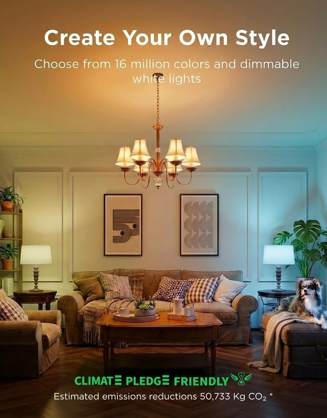 Alt view image 9 of 14 - E12 Led Bulb, Color Changing Candelabra Bulbs 450 LM, 80 CRI, 4 Pack | Smart Light Bulbs for Chandelier/Living Room, Work with Matter, Alexa, Google Assistant, 40 Watt Equivalent, 2.4Ghz Only