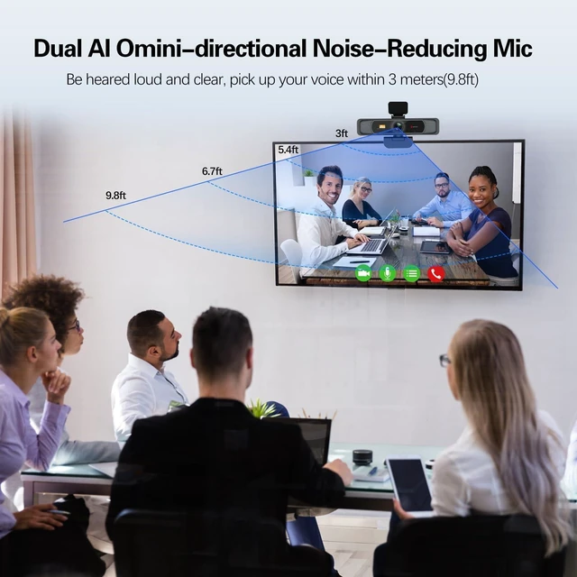 Alt view image 13 of 14 - Wide Angle 4K Webcam for PC, 120° FOV Video Conference Web Camera | PDAF Autofocus, 2 Noise-Cancelling Mics, 1080P@60FPS, Auto Light Correction, USB-A/C, Privacy Cover, for Mac Laptop Desktop