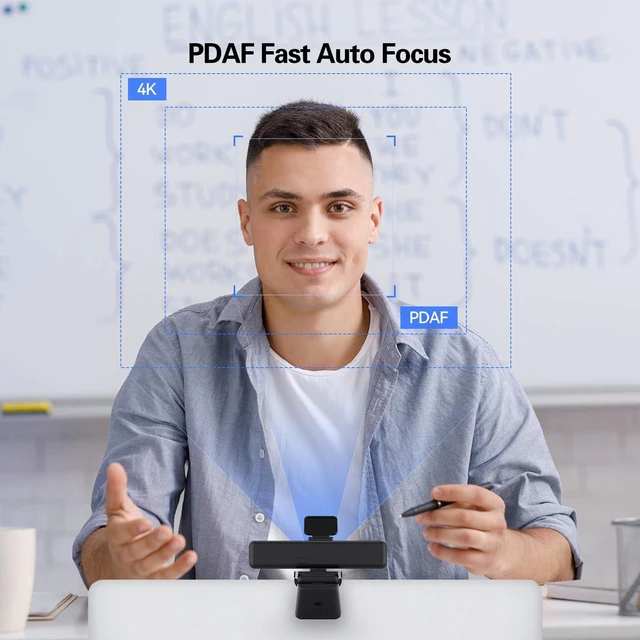Alt view image 11 of 14 - Wide Angle 4K Webcam for PC, 120° FOV Video Conference Web Camera | PDAF Autofocus, 2 Noise-Cancelling Mics, 1080P@60FPS, Auto Light Correction, USB-A/C, Privacy Cover, for Mac Laptop Desktop