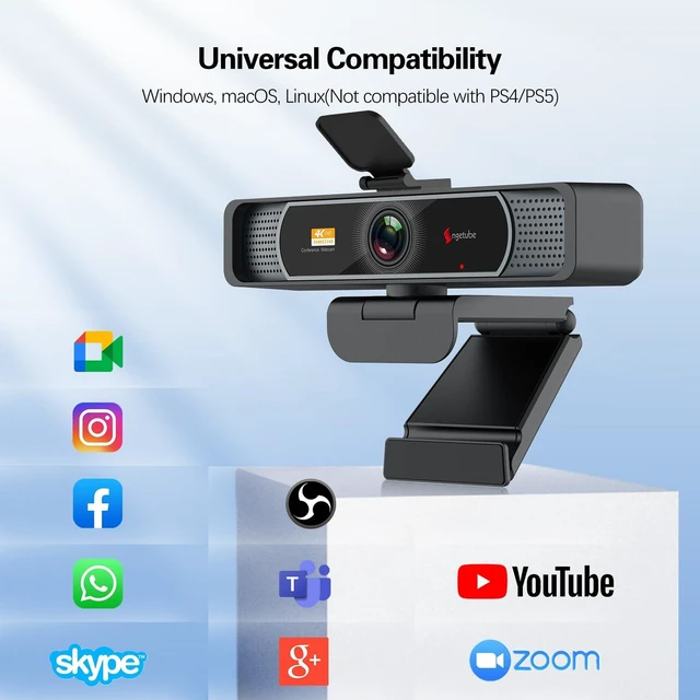 Alt view image 14 of 14 - Wide Angle 4K Webcam for PC, 120° FOV Video Conference Web Camera | PDAF Autofocus, 2 Noise-Cancelling Mics, 1080P@60FPS, Auto Light Correction, USB-A/C, Privacy Cover, for Mac Laptop Desktop