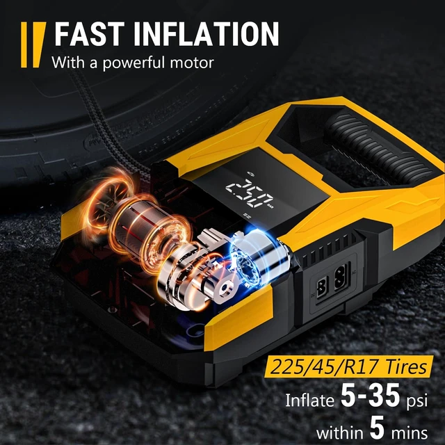 Alt view image 11 of 14 - AC/DC Tire Inflator Portable Air Compressor, Dual Power for Home 110V AC and Car 12V DC Air Pump with Pressure Gauge, Auto Shutoff, Tire Pump for Car Motorcycle Bicycle and Other Inflatables