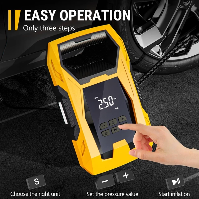 Alt view image 14 of 14 - AC/DC Tire Inflator Portable Air Compressor, Dual Power for Home 110V AC and Car 12V DC Air Pump with Pressure Gauge, Auto Shutoff, Tire Pump for Car Motorcycle Bicycle and Other Inflatables