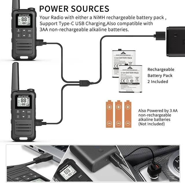 Alt view image 10 of 14 - Walkie Talkies Long Range for Adults,FRS Radio Rechargeable Walkie Talkie 6 Pack Baofeng F22 Waki Taki,NOAA,Flashlight,Type-C Charger Wakey Takey for Camping Outdoor Cruise