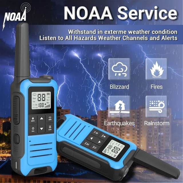Alt view image 12 of 14 - Walkie Talkies Long Range for Adults,FRS Radio Rechargeable Walkie Talkie 6 Pack Baofeng F22 Waki Taki,NOAA,Flashlight,Type-C Charger Wakey Takey for Camping Outdoor Cruise