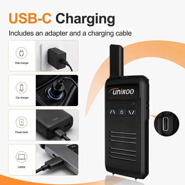 Alt view image 14 of 14 - Walkie Talkies Long Range Rechargeable FRS Two Way Radios(2 Pack) | 16 Channel VOX Hands Free for Family, Camping, Hiking, Road Trip, Hotel, Restaurant, Warehouse USB-C Compact Lightweight