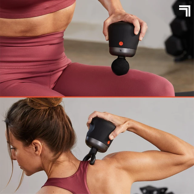 Alt view image 13 of 14 - Sharper Image Mini Massage Gun, Powerboost Palm Rechargeable Deep Tissue Percussion Handheld Massager, 4 Adjustable Speeds, 4 Attachment Heads, Full Body Muscle Pain Relief Gift, Black