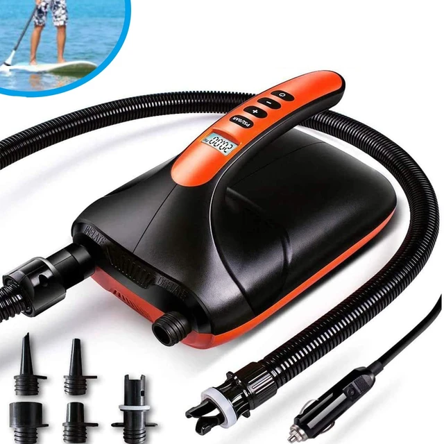 Alt view image 8 of 14 - 20PSI High Pressure SUP Electric Air Pump,Dual Stage Inflation Paddle Board Pump for Inflatable Stand Up Paddle Boards, Boats,Kayak,12V DC Car Connector
