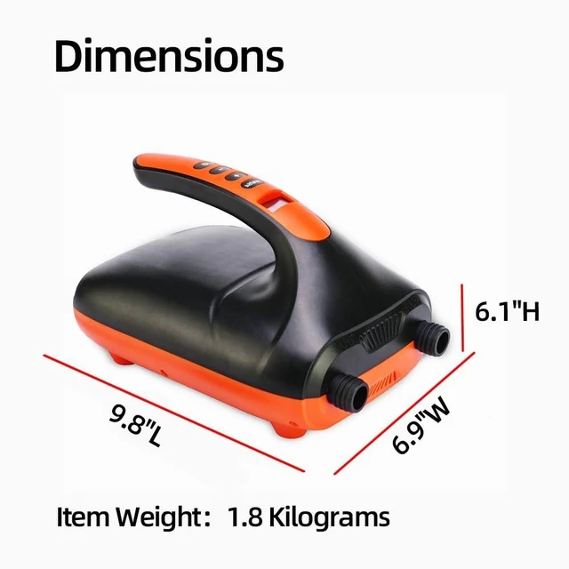 Alt view image 12 of 14 - 20PSI High Pressure SUP Electric Air Pump,Dual Stage Inflation Paddle Board Pump for Inflatable Stand Up Paddle Boards, Boats,Kayak,12V DC Car Connector