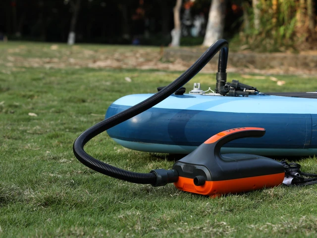 Alt view image 13 of 14 - 20PSI High Pressure SUP Electric Air Pump,Dual Stage Inflation Paddle Board Pump for Inflatable Stand Up Paddle Boards, Boats,Kayak,12V DC Car Connector