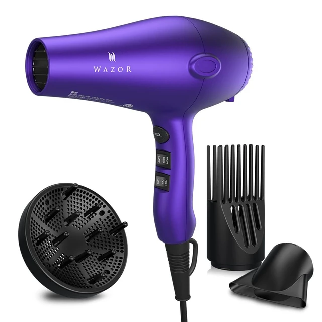 Alt view image 7 of 12 - 3rd Generation Lightweight Low Noise Hair Dryer,(1875W Tourmaline Ceramic Negative Ionic Blow Dryer 2 Speed 3 Heat Settings Cool Shot with Diffuser Concentrator(Purple)