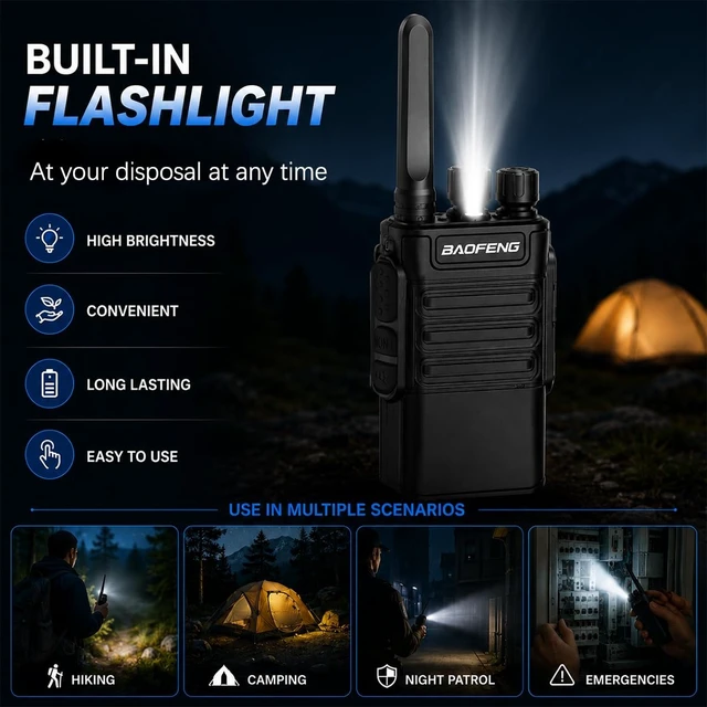 Alt view image 11 of 14 - Walkie Talkies Long Range for Adults,Rechargeable Walkie Talkie FRS Radio Baofeng 4 Pack Waki Taki Walkie-Talkie 1500mAh, Flashlight, USB-C Charger BF-V8 for Hunting Camping Cruise