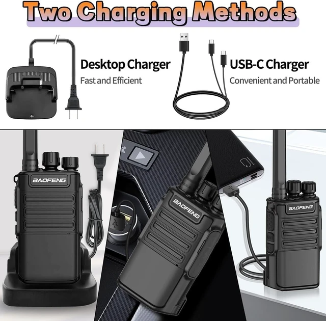 Alt view image 13 of 14 - Walkie Talkies Long Range for Adults,Rechargeable Walkie Talkie FRS Radio Baofeng 4 Pack Waki Taki Walkie-Talkie 1500mAh, Flashlight, USB-C Charger BF-V8 for Hunting Camping Cruise