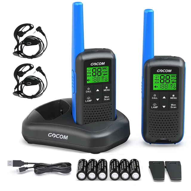 Alt view image 8 of 14 - Walkie Talkies - GOCOM G600 FRS Two Way Radio for Adults 2W Long Range Walkie Talkie Rechargeable, VOX Scan, NOAA & Weather Alerts, LED Lamplight 2 Pack Hand held radios
