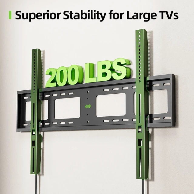 Alt view image 9 of 14 - Heavy Duty Fixed TV Wall Mount for 65-100 inch Flat TVs, Max Load 200 Lbs, Low Profile Bracket Fits 16" 18" 24" 32 inch Stud Spacing, Max VESA 800x600mm for Most 65 75 85 86 90 98 100 TVs